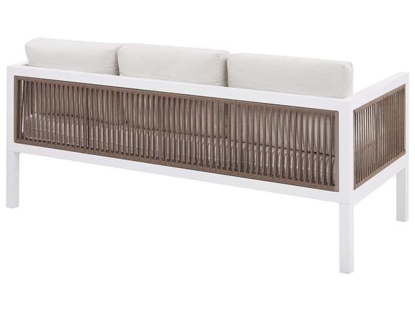 5-sits Trädgård Loungegrupp Vit och Brun Aluminium 5-sits med Kuddar Modern