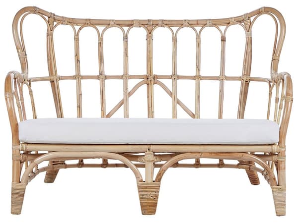 Loungegrupp Beige Rotting 2 Bord 2 Fåtöljer och Soffa Trädgårdsmöbelset Inomhus Utomhus Kuddar Boho