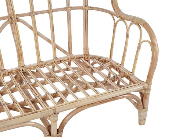 Loungegrupp Beige Rotting 2 Bord 2 Fåtöljer och Soffa Trädgårdsmöbelset Inomhus Utomhus Kuddar Boho