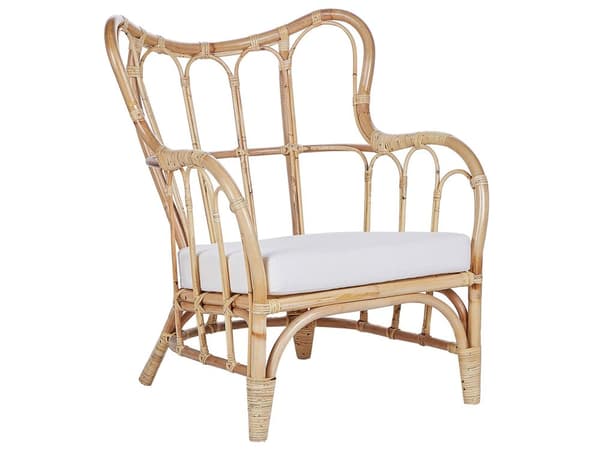 Loungegrupp Beige Rotting 2 Bord 2 Fåtöljer och Soffa Trädgårdsmöbelset Inomhus Utomhus Kuddar Boho