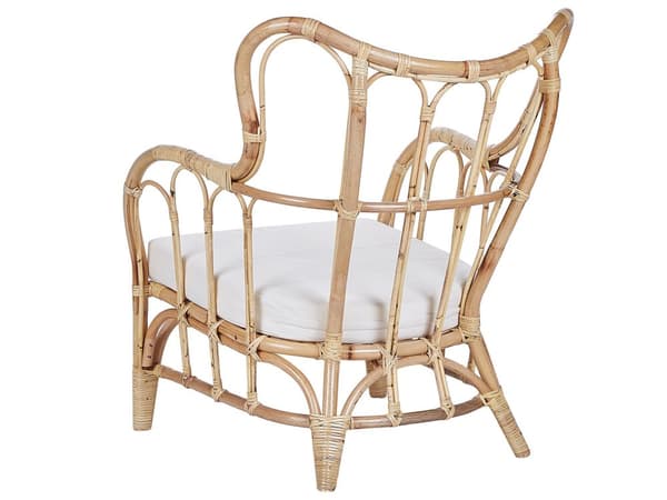 Loungegrupp Beige Rotting 2 Bord 2 Fåtöljer och Soffa Trädgårdsmöbelset Inomhus Utomhus Kuddar Boho