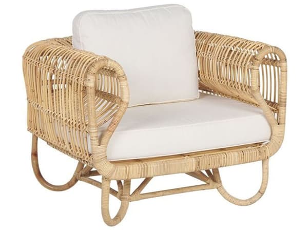 Loungegrupp Beige Rotting Soffa Fåtöljer och Soffbord Boho Design