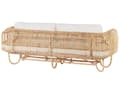 Miniatyrbild 7 av 11: Loungegrupp Beige Rotting Soffa och Fåtöljer med Bomullskuddar Boho Design