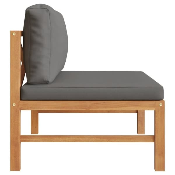 vidaXL midterdel til sofa med mørkegrå hynder massivt teaktræ