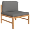 Miniatyrbillede 1 af 6: vidaXL midterdel til sofa med mørkegrå hynder massivt teaktræ