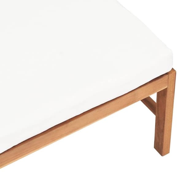 vidaXL Fotpall med gräddvit dyna massiv teak