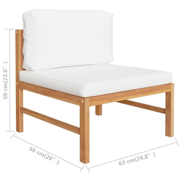 vidaXL Hagesofagruppe med kremhvite puter 3 deler teak