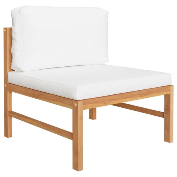 vidaXL Hagesofagruppe med kremhvite puter 3 deler teak