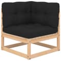 Miniatyrbillede 1 af 11: vidaXL hjørnemodul til havesofa grå hynder massivt fyrretræ