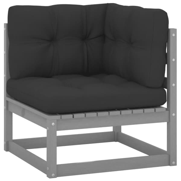 vidaXL hjørnemodul til havesofa grå hynder massivt fyrretræ