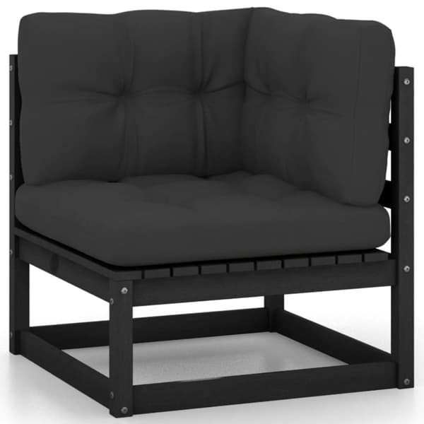 vidaXL Hagesofagruppe med puter 2 deler svart heltre furu