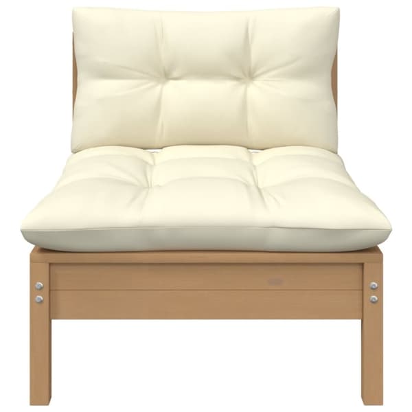 vidaXL 806637  Garden Middle Sofa med kuddar Honey Brown Solid Pinewood