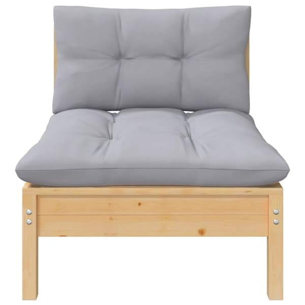 vidaXL 2-personers havesofa med grå hynder massivt fyrretræ
