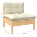 Miniatyrbillede 6 af 8: vidaXL midtermodul til havesofa cremefarvede hynder massivt fyrretræ