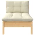 Miniatyrbillede 2 af 8: vidaXL midtermodul til havesofa cremefarvede hynder massivt fyrretræ