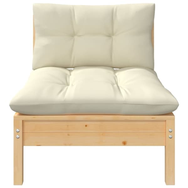 vidaXL midtermodul til havesofa cremefarvede hynder massivt fyrretræ