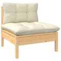 Miniatyrbillede 1 af 8: vidaXL midtermodul til havesofa cremefarvede hynder massivt fyrretræ