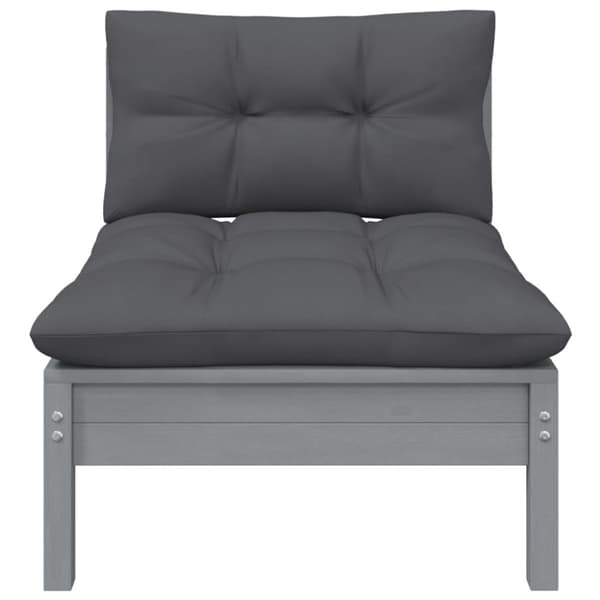vidaXL midterdel til havesofa m. antracitgrå hynder massivt fyrretræ