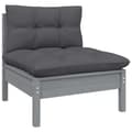 Miniatyrbillede 1 af 8: vidaXL midterdel til havesofa m. antracitgrå hynder massivt fyrretræ