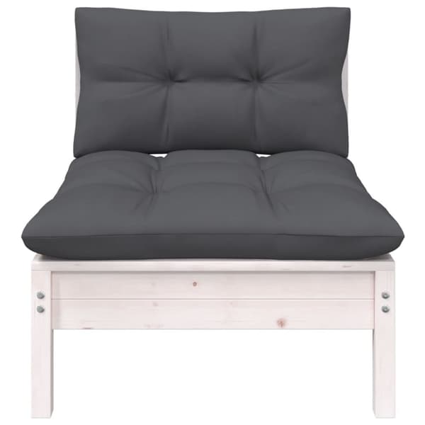vidaXL Hagesofa 2-seters med puter hvit heltre furu