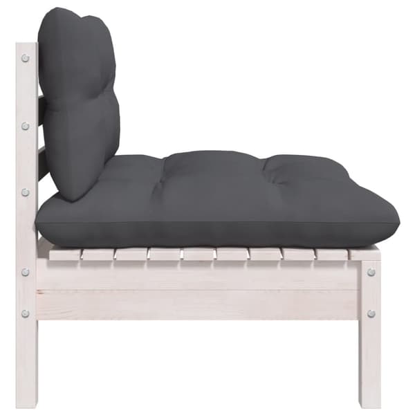 vidaXL Hagesofa 2-seters med puter hvit heltre furu