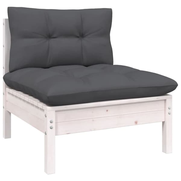 vidaXL Hagesofa 2-seters med puter hvit heltre furu