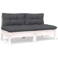 Miniatyrbilde 1 av 9: vidaXL Hagesofa 2-seters med puter hvit heltre furu