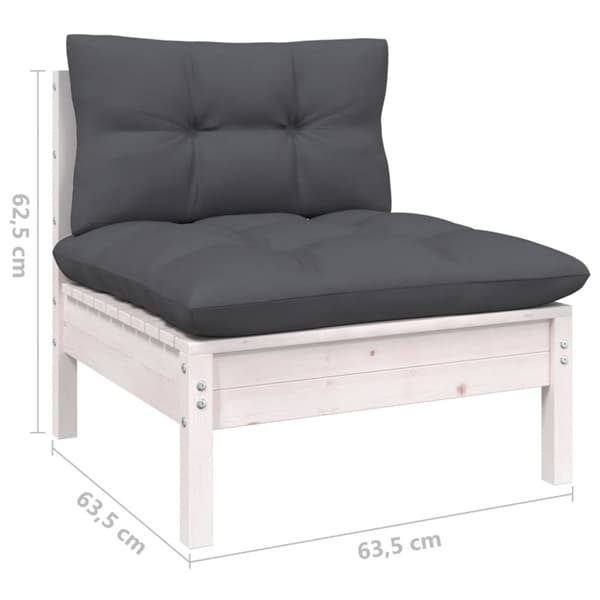 vidaXL Hagesofagruppe med puter 3 deler hvit heltre furu