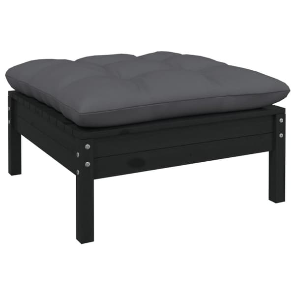 vidaXL Hagesofa med puter 2-seters svart heltre furu