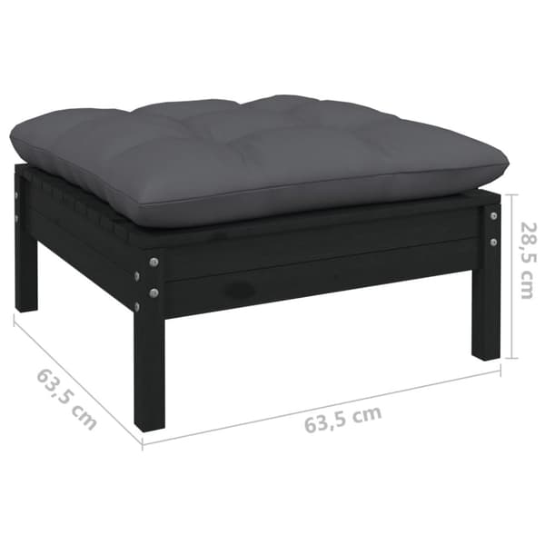 vidaXL Hagesofa med puter 2-seters svart heltre furu