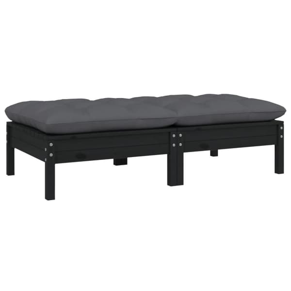 vidaXL Hagesofa med puter 2-seters svart heltre furu