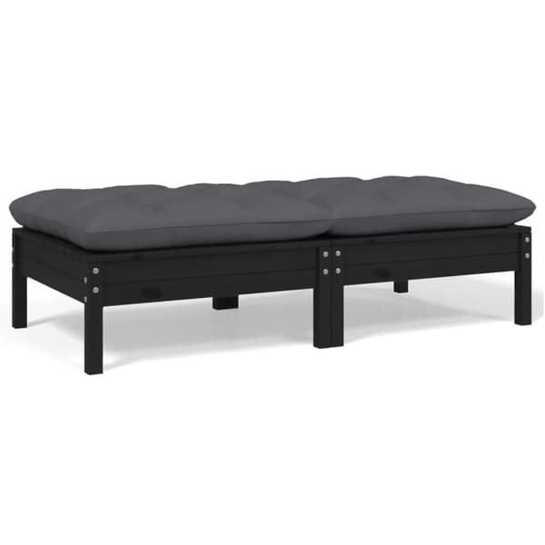 vidaXL Hagesofa med puter 2-seters svart heltre furu