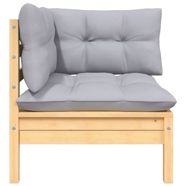 vidaXL 2-personers havesofa med grå hynder massivt fyrretræ