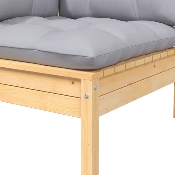 vidaXL 2-personers havesofa med grå hynder massivt fyrretræ