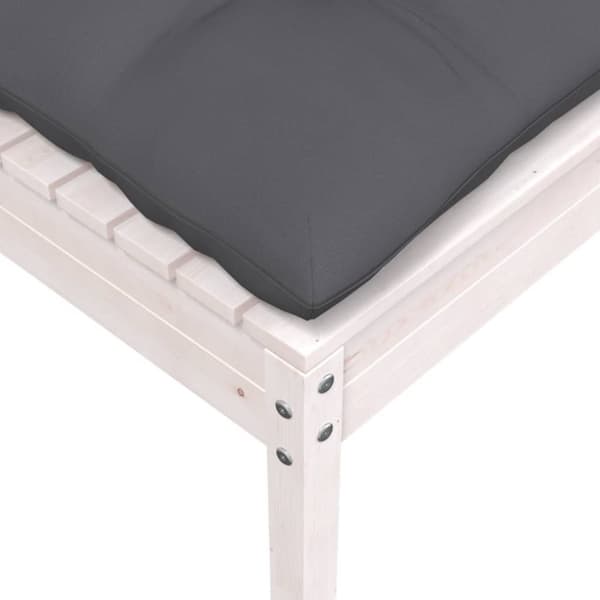 vidaXL Hagesofa 2-seters med puter hvit heltre furu