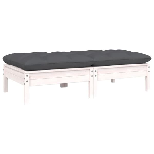 vidaXL Hagesofa 2-seters med puter hvit heltre furu