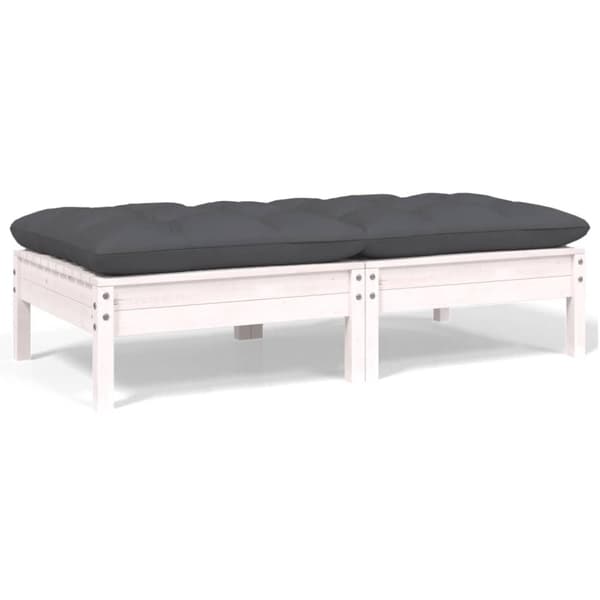 vidaXL Hagesofa 2-seters med puter hvit heltre furu