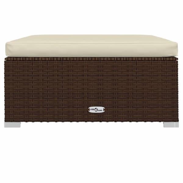 vidaXL udendørs fodskammel med hynde 70x70x30 cm polyrattan brun