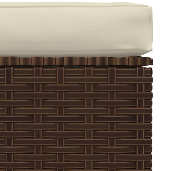 vidaXL udendørs fodskammel med hynde 70x70x30 cm polyrattan brun