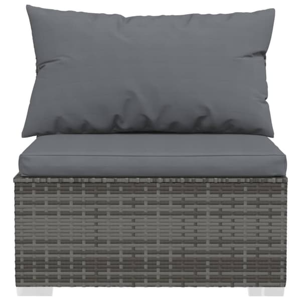 vidaXL midtersæde til havesofa med hynder polyrattan grå