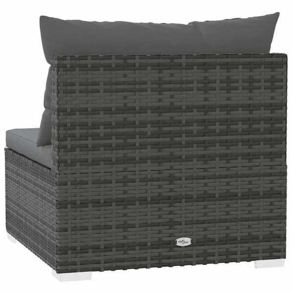 vidaXL midtersæde til havesofa med hynder polyrattan grå