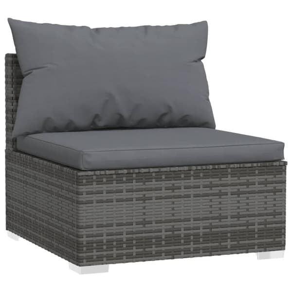 vidaXL midtersæde til havesofa med hynder polyrattan grå