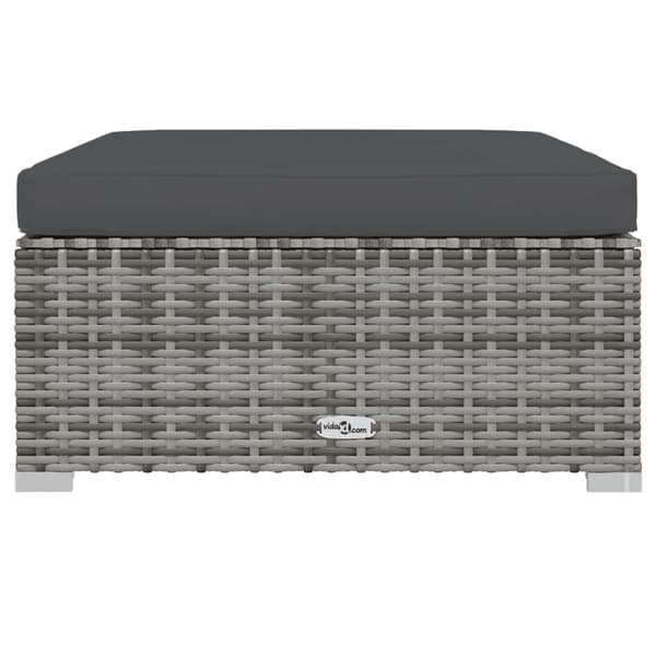 vidaXL fodskammel med hynde til haven 70x70x30 cm polyrattan grå