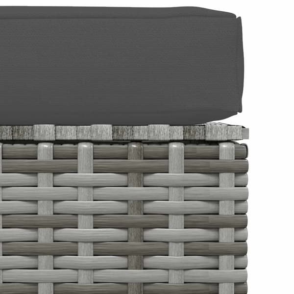 vidaXL fodskammel med hynde til haven 70x70x30 cm polyrattan grå