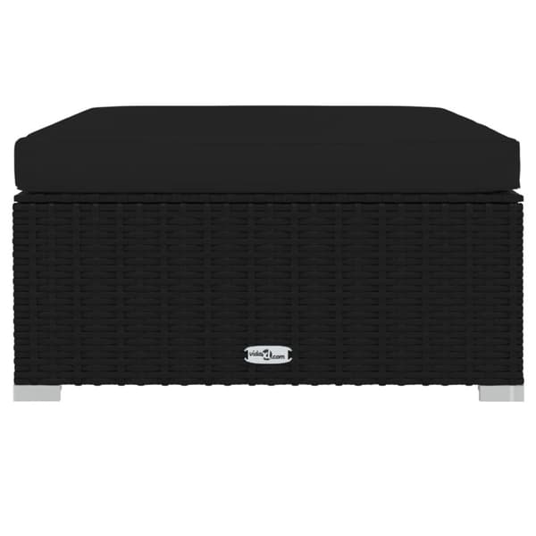 vidaXL Fotpall med dyna konstrotting svart 70x70x30 cm