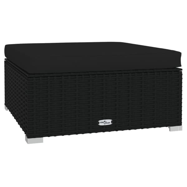 vidaXL Fotpall med dyna konstrotting svart 70x70x30 cm