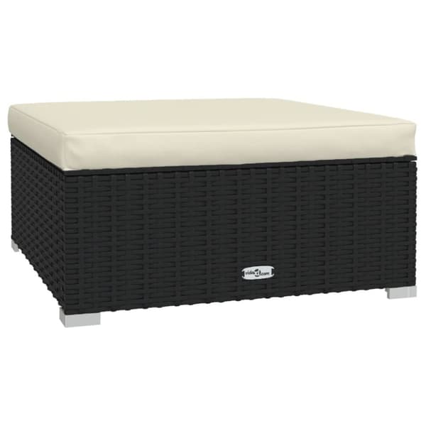vidaXL Fotpall med dyna konstrotting svart 70x70x30 cm