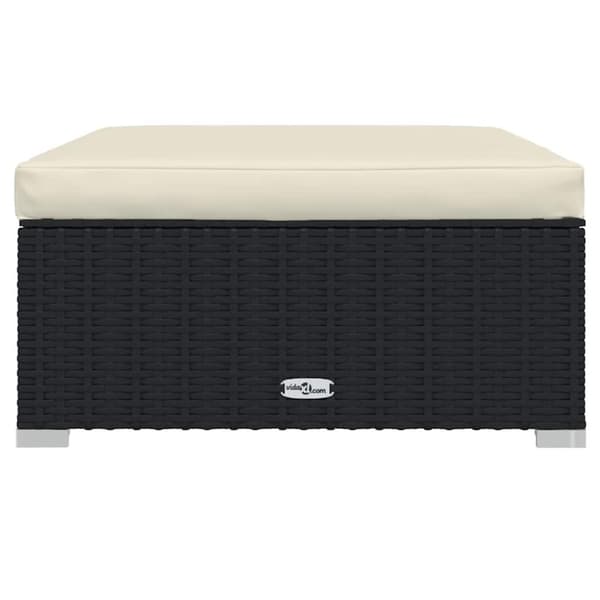 vidaXL udendørs fodskammel med hynde 70x70x30 cm polyrattan sort
