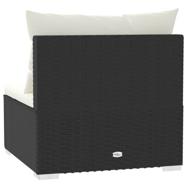 vidaXL midtersæde til havesofa med hynder polyrattan sort