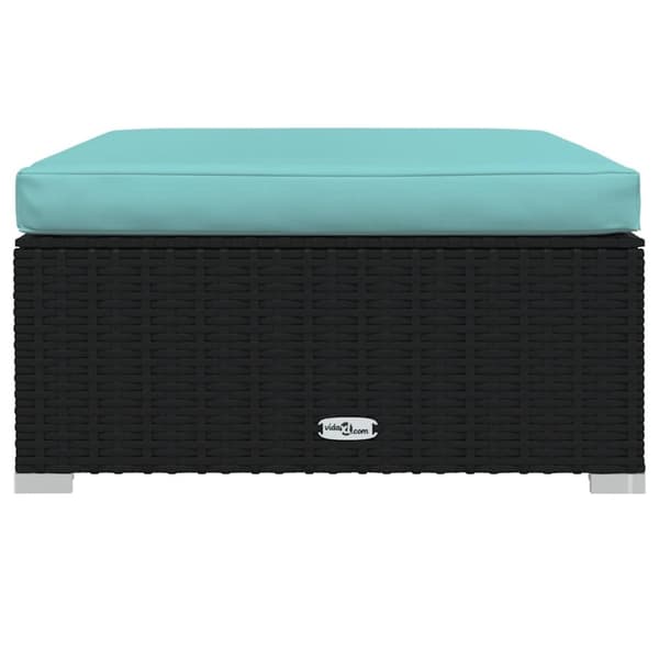 vidaXL Fotpall med dyna konstrotting svart 70x70x30 cm